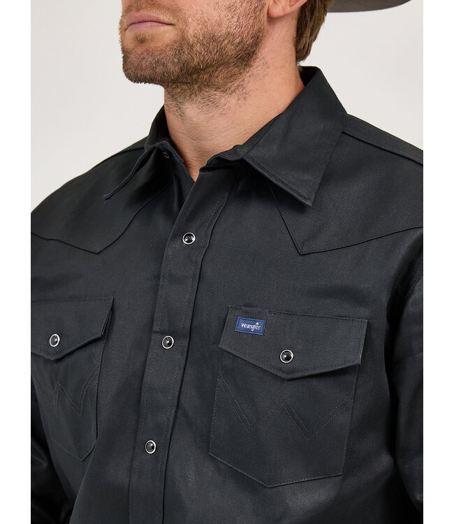 Wrangler Men's Cowboy Cut Firm Finish Long-Sleeve Western Snap Solid Work Shirt