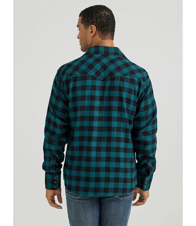 Wrangler Men's Retro Long-Sleeve Flannel Western Snap Plaid Shirt 112355386