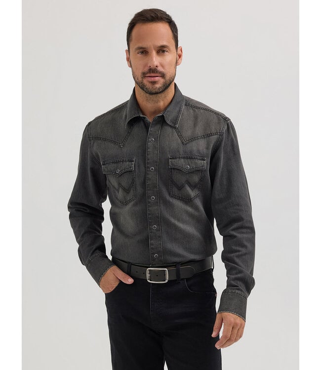 Wrangler Men's Retro Premium Western Snap Solid Shirt 112356598