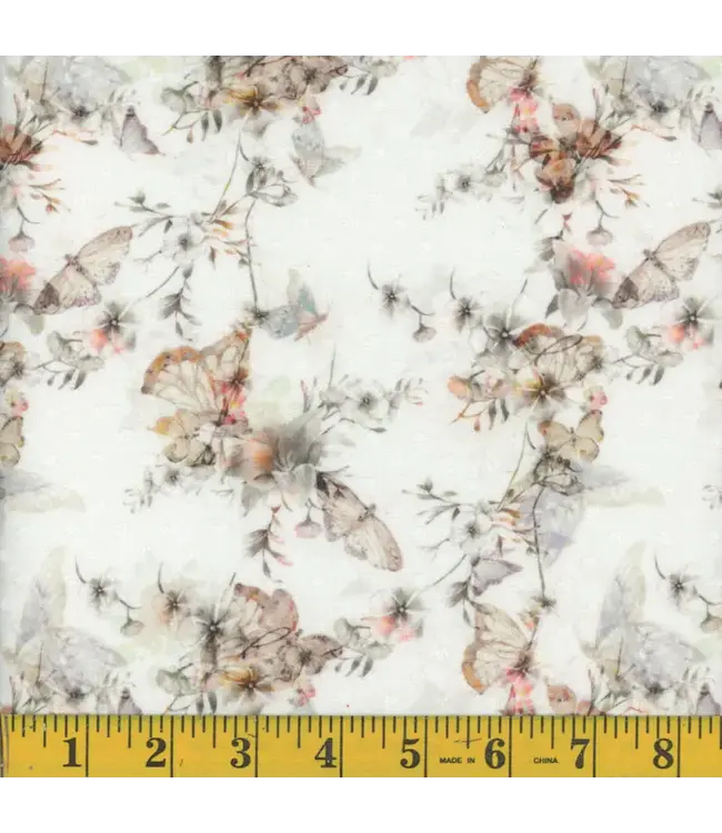 Mook Fabrics Yard of Swiss Dot NFD, Butterfly Bossom-01 Sage Fabric 135845