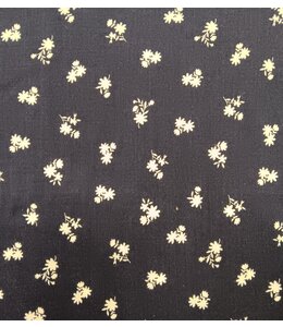 Yard of Small Navy Blue Floral Rayon Fabric