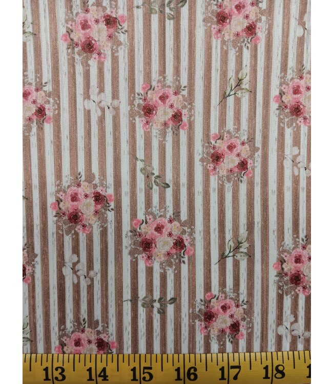 Yard of Striped Floral Wide Rib Knit Fabric FT202409195