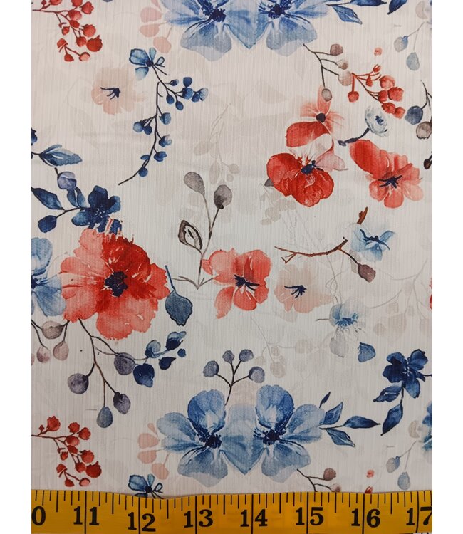 Yard of Veronica Floral Unbrushed Rib Knit Fabric
