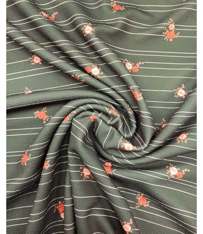 Yard of Green Striped/Floral Fabric 32951-DS