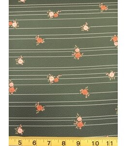 Yard of Green Striped/Floral Fabric 32951-DS