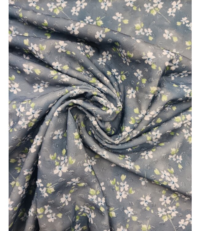 Mook Fabrics Yard of Swiss Dot, Vivienne- Denim Fabric 136336