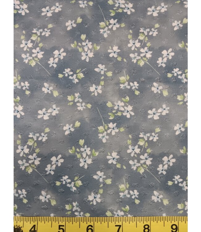 Mook Fabrics Yard of Swiss Dot, Vivienne- Denim Fabric 136336