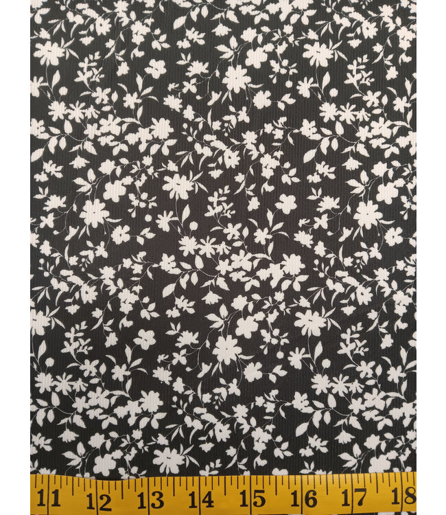 Yard of Mila Floral Black Jasper Rib Knit Fabric