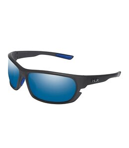 HUK Men's Challenge Matte Black/Smoke/Blue Mirror Sunglasses E0000246-002