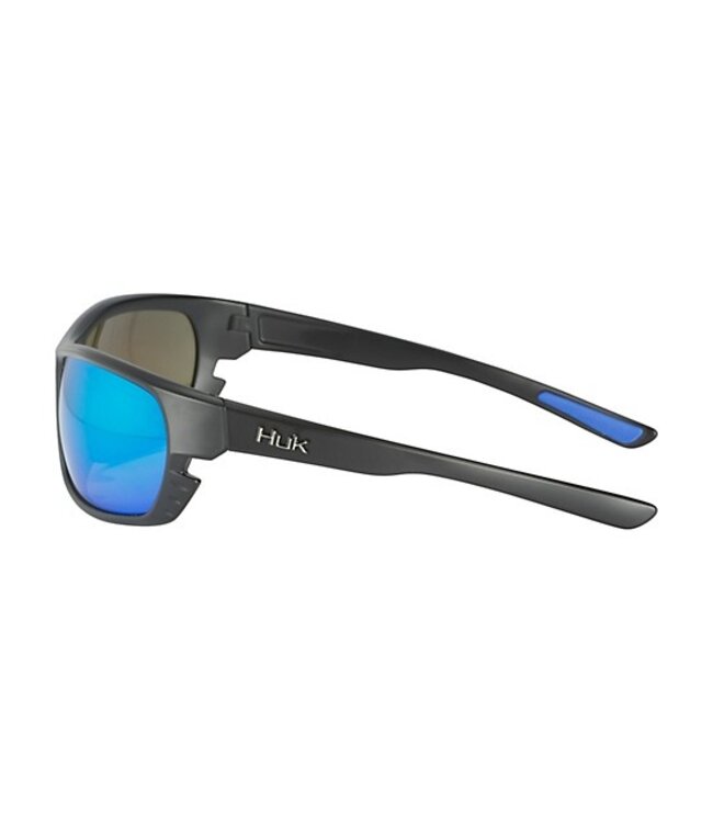 HUK Men's Challenge Matte Black/Smoke/Blue Mirror Sunglasses E0000246-002