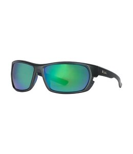HUK Men's Challenge Matte Black/Smoke/Green Mirror Sunglasses E0000246-004