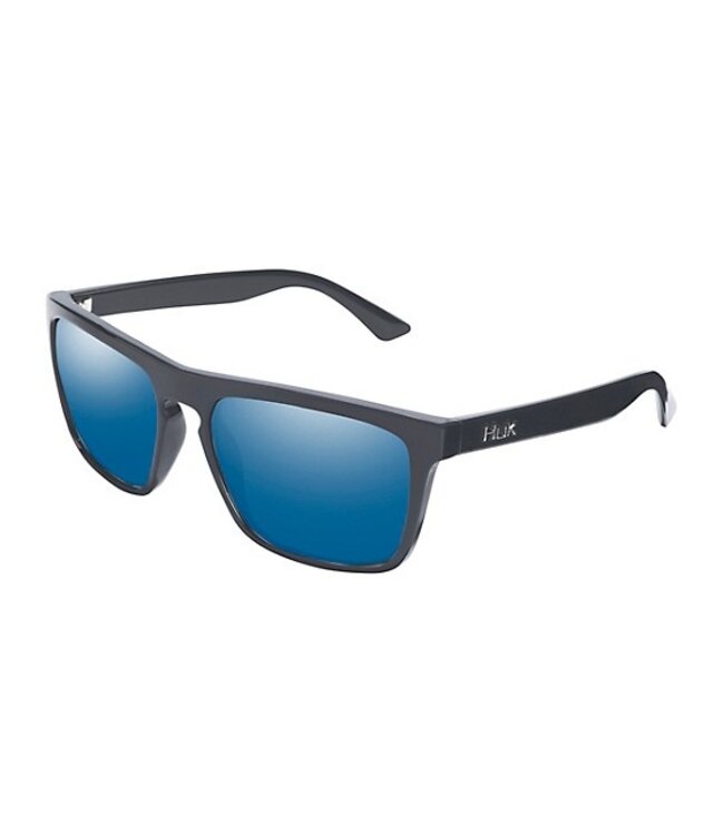 HUK Men's Siwash Matte Black/Smoke/Blue Mirror Sunglasses E0000241-401