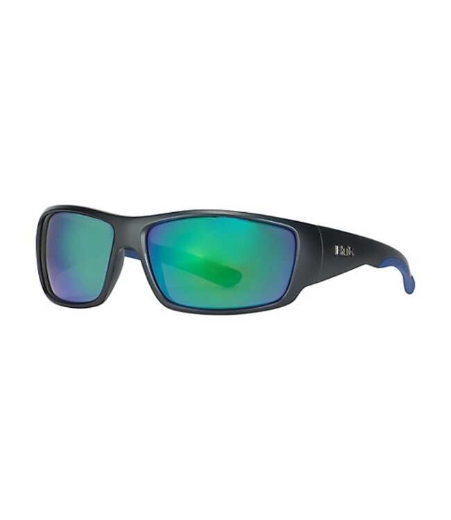 HUK Men's Spearpoint Matte Black/Smoke/Green Mirror Sunglasses E0000244-004