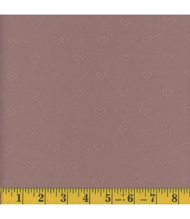 Mook Fabrics Yard of Jacquard Knit Swiss Hearts, Rose Fabric 137190