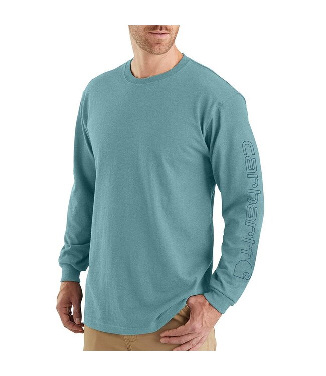 Carhartt Men's Loose Fit Heavyweight Long-Sleeve Logo Sleeve Graphic T-Shirt K231