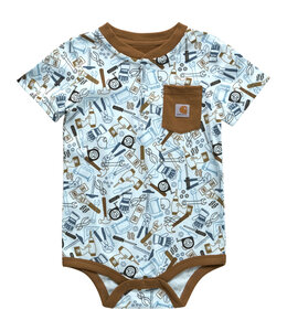 Carhartt Boy's Infant Short-Sleeve Henley Tools Bodysuit CA6642