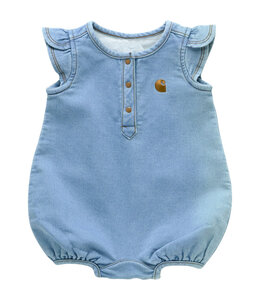 Carhartt Girl's Infant Short-Sleeve Denim Henley Romper CM9759