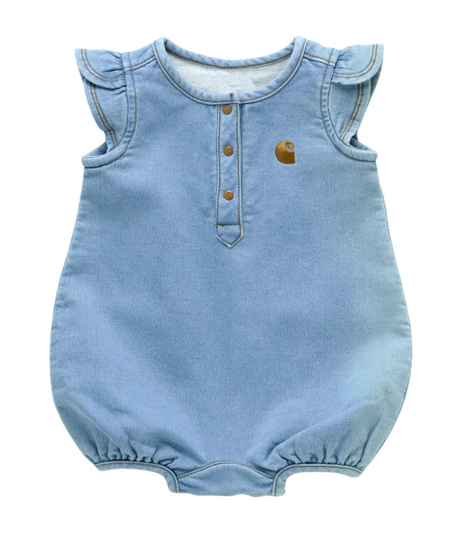 Carhartt Girl's Infant Short-Sleeve Denim Henley Romper CM9759