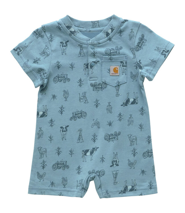 Carhartt Boy's Infant Short-Sleeve Farm Print Romper CM8772