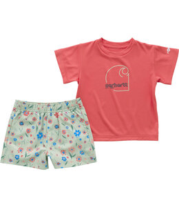Carhartt Girl's Infant Force Sun Defender Short-Sleeve Shirt and Printed Short Set CG9934
