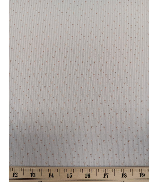 Yard of Rib Knit, Ditsy Floral Beige Fabric