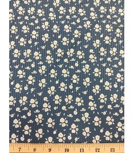 Yard of Rib Knit, Dark Blue Floral Fabric