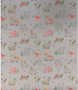 Yard of Rib Knit, Spring Farm Animals Fabric