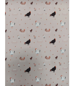 Beth's Creation Yard of Rib Knit, Chickens Fabric