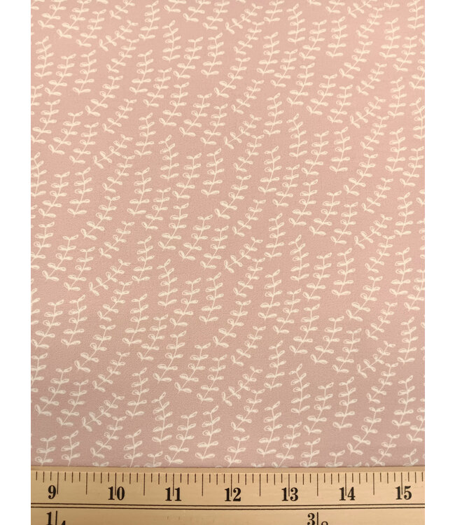 Yard of Airflow, Olive Leaves Mauve Fabric