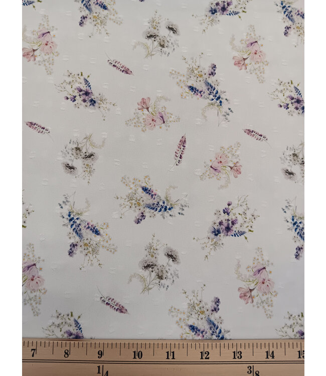 Yard of Poly Swiss Dot, Purple Floral Fabric