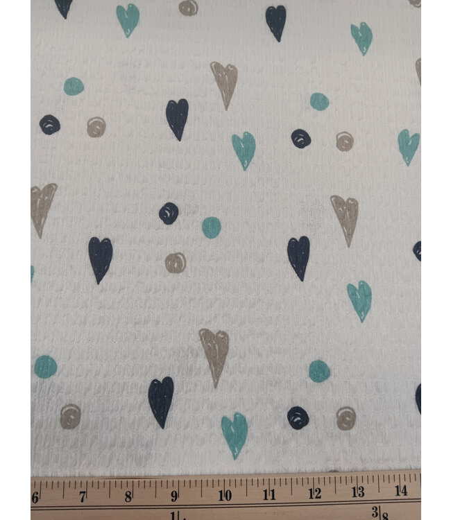 Yard of 2070 Textured Knits, Sketched Hearts 4 Fabric