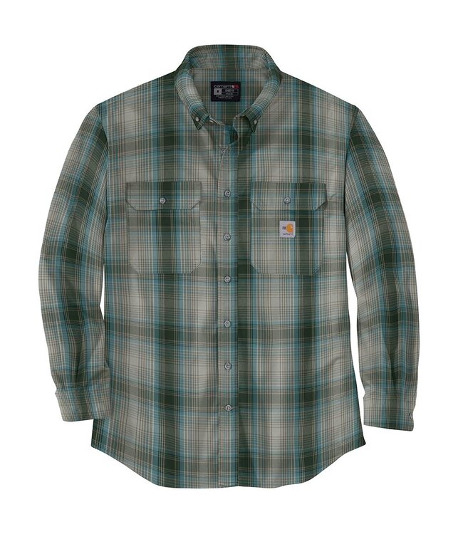 Carhartt Men's Flame-Resistant Force Rugged Flex Loose Fit Twill Long-Sleeve Plaid Shirt 104507