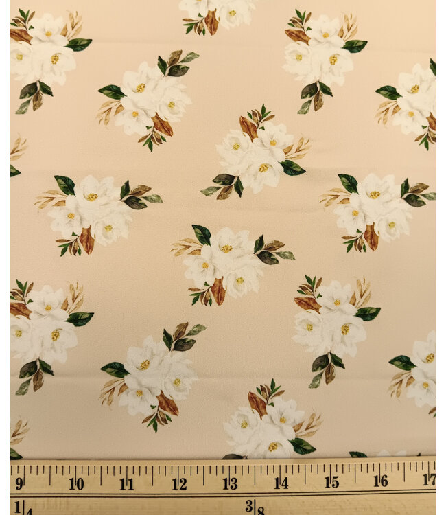 Yard of DTY Brushed, Magnolia Bouquets Blush Skye Fabric