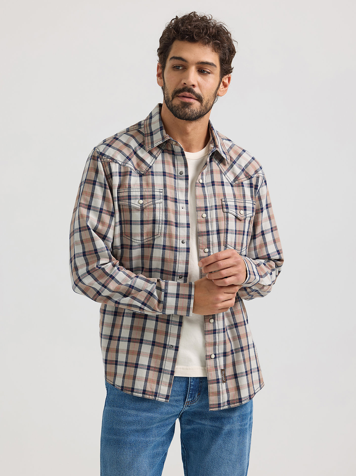 定価3.2万 AKM×Wrangler SNAP WESTERNチェックシャツS Wrangler Men's Retro Premium Long-Sleeve Western Snap Plaid