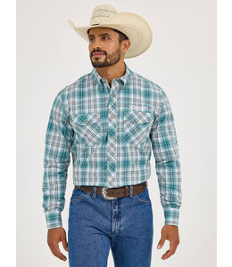 Wrangler Men's Logo Long-Sleeve Button Down Plaid Shirt 112359469