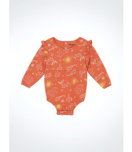 Wrangler Girl's Infant Ruffle Shoulder Bodysuit 112359423