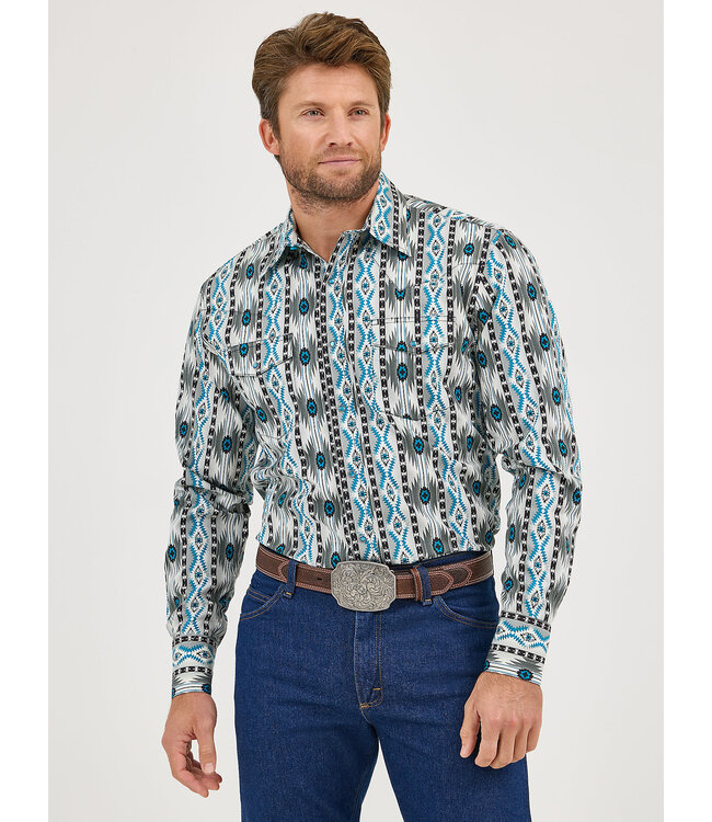 Wrangler Men's Checotah Long-Sleeve Western Snap Printed Shirt 112359442