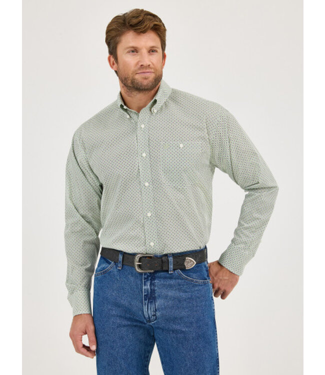 Wrangler Men's Geometric Print Long-Sleeve Western Shirt 112359455