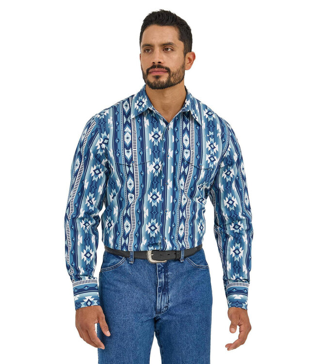 Wrangler Men's Checotah Western Long-Sleeve Western Snap Printed Shirt 112365889