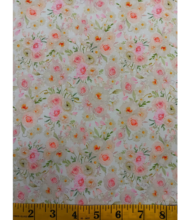 Mook Fabrics Yard of Dotted Dobby, Pink Fabric 137056