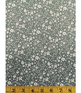 Yard of Unbrushed Rib Knit-Dakota Floral Green Fabric