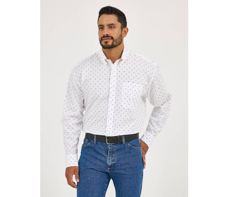 Wrangler Men's George Strait Camisa White Button Down Shirt 112365380