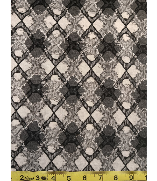 Yard of Black/Gray Diamond Poly Knit Fabric