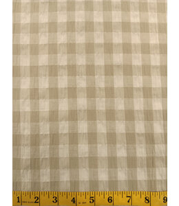 Yard of Tan Gingham Crinkle Poly Fabric