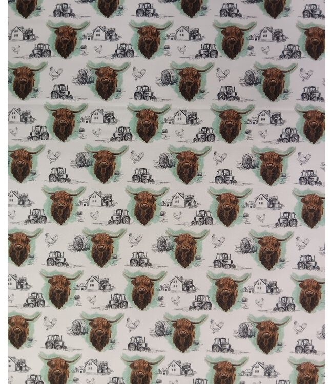 Yard of Single-Brush Farm Highland Cow Fabric