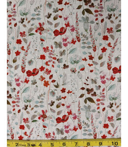 Yard of Red/Blue Floral Fabric CA21317