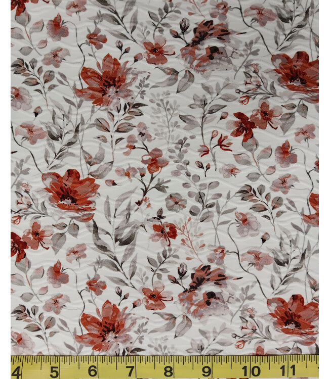 Yard of Floral Gray Fabric CA21345