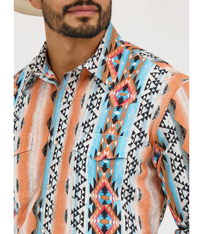 Wrangler Men's Checotah Long-Sleeve Western Snap Printed Shirt 112365887