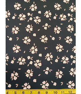 Yard of Rib Knit Delicate Sketch, Black Fabric