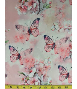 Beth's Creation Yard of Poly Swiss Dot Butterfly Fabric FT202503152